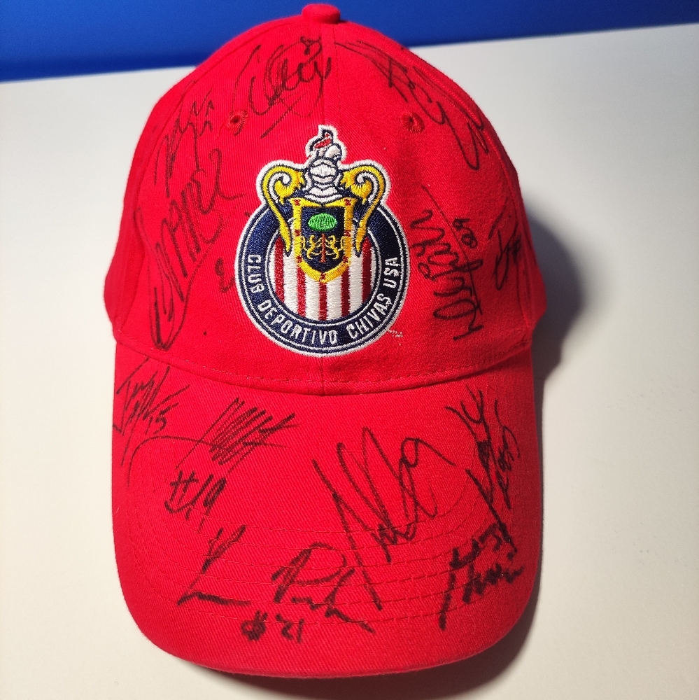 MLS Club Deportivo Chivas USA Soccer Team Signed Hat 16 Autographs California.